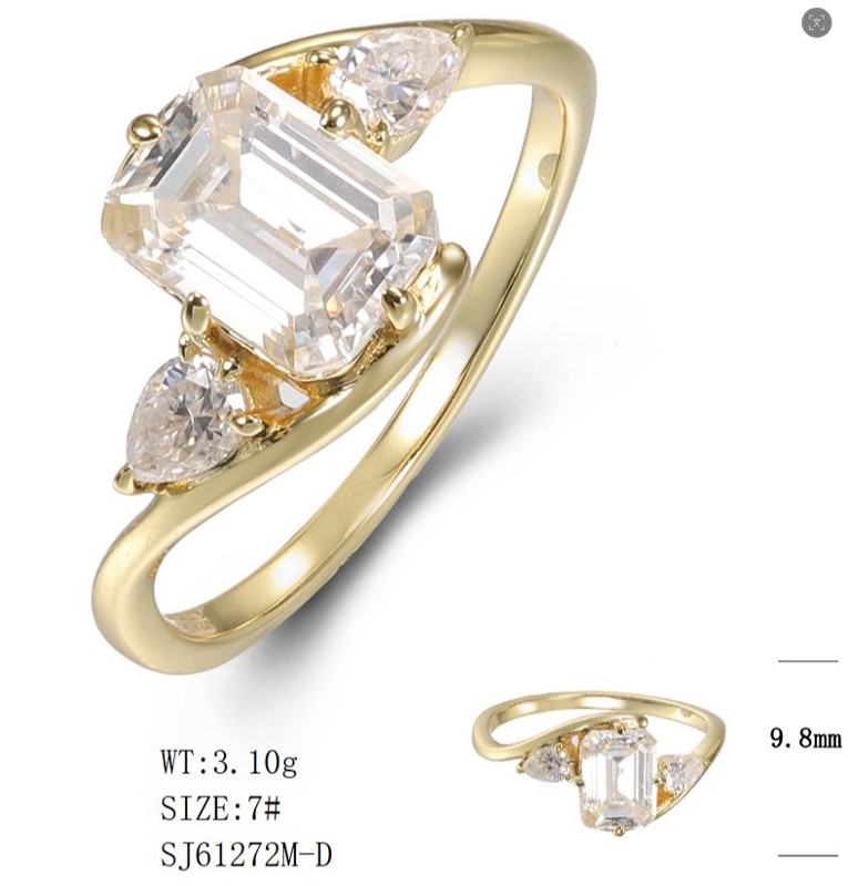 SJ61272, Ladies' Moissanite Ring, S925, Rhodium Plated, White, 2.88g