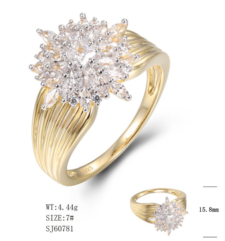 SJ60781, Ladies' Moissanite Ring, S925, Rhodium Plated, White, 4.01g