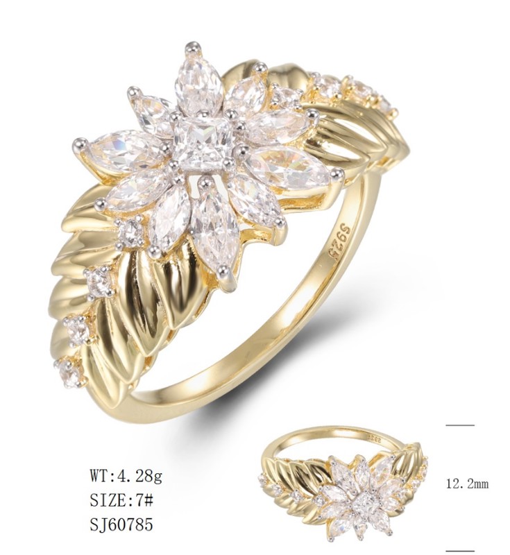 SJ60785, Ladies' Moissanite Ring, S925, Rhodium Plated, White, 3.68g