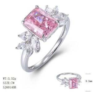 SJ60140, Ladies' Moissanite Ring, S925, Rhodium Plated, White, 3.2g