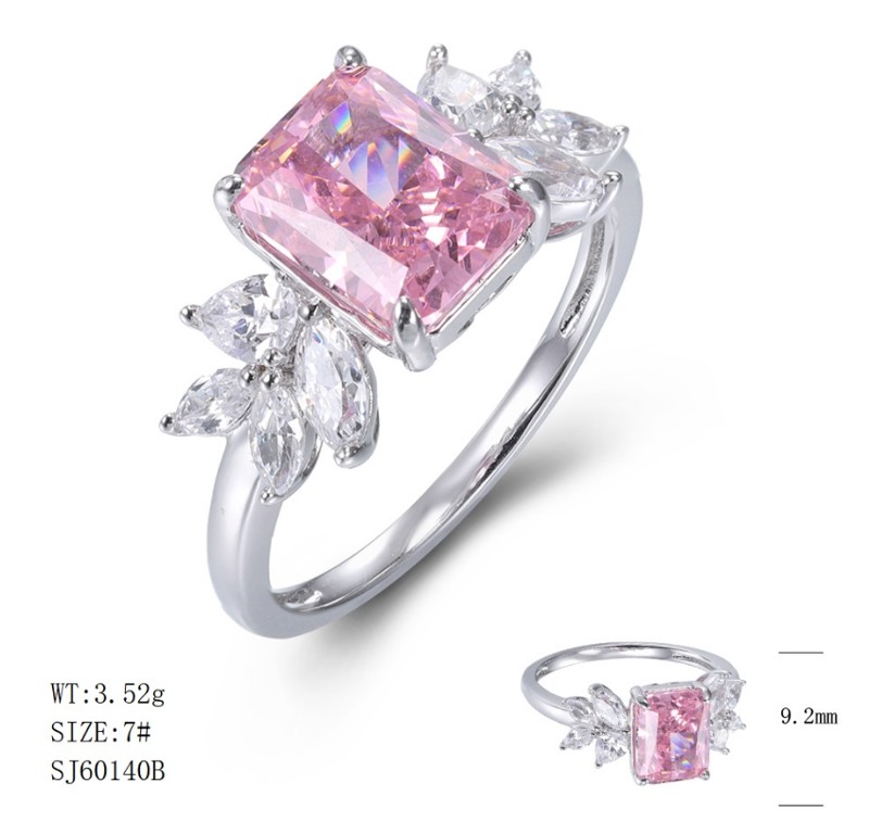 SJ60140, Ladies' Moissanite Ring, S925, Rhodium Plated, White, 3.2g