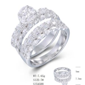 SJ54588, Ladies' Moissanite Ring, S925, Rhodium Plated, White, 7.8g