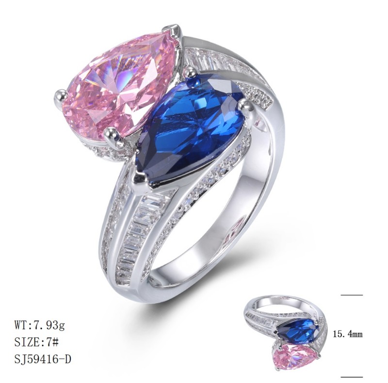SJ59416, Ladies' Moissanite Ring, S925, Rhodium Plated, White, 7.45g
