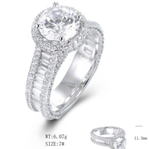SJ54941, Ladies' Moissanite Ring, S925, Rhodium Plated, White, 6.42g