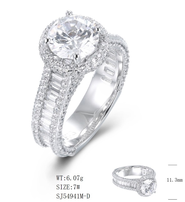 SJ54941, Ladies' Moissanite Ring, S925, Rhodium Plated, White, 6.42g