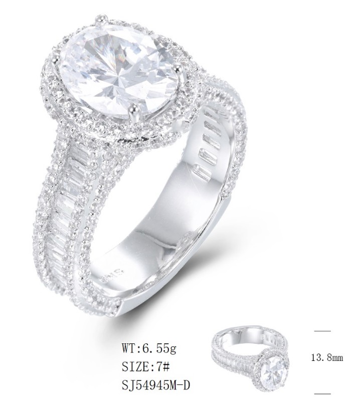 SJ54945, Ladies' Moissanite Ring, S925, Rhodium Plated, White, 6.34g