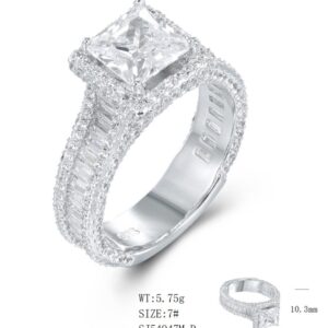 SJ54947, Ladies' Moissanite Ring, S925, Rhodium Plated, White, 5.97g