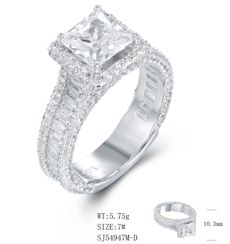 SJ54947, Ladies' Moissanite Ring, S925, Rhodium Plated, White, 5.97g