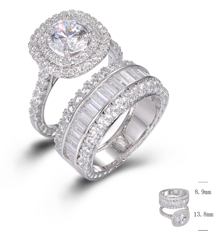 SJ49237, Ladies' Moissanite Ring, S925, Rhodium Plated, White, 12.23g