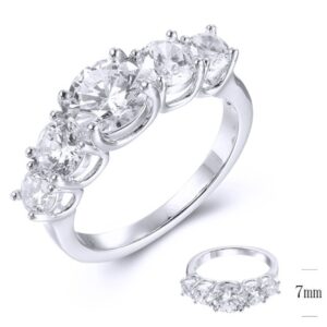 SJ38654莫桑, Ladies' Moissanite Ring, S925, Rhodium Plated, White, 3.05g