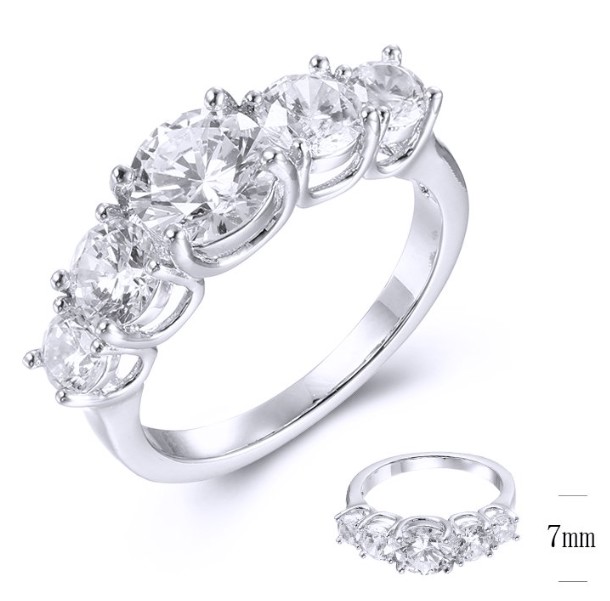 SJ38654莫桑, Ladies' Moissanite Ring, S925, Rhodium Plated, White, 3.05g
