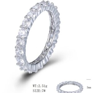 SJ53014莫桑, Ladies' Moissanite Ring, S925, Rhodium Plated, White, 2.25g