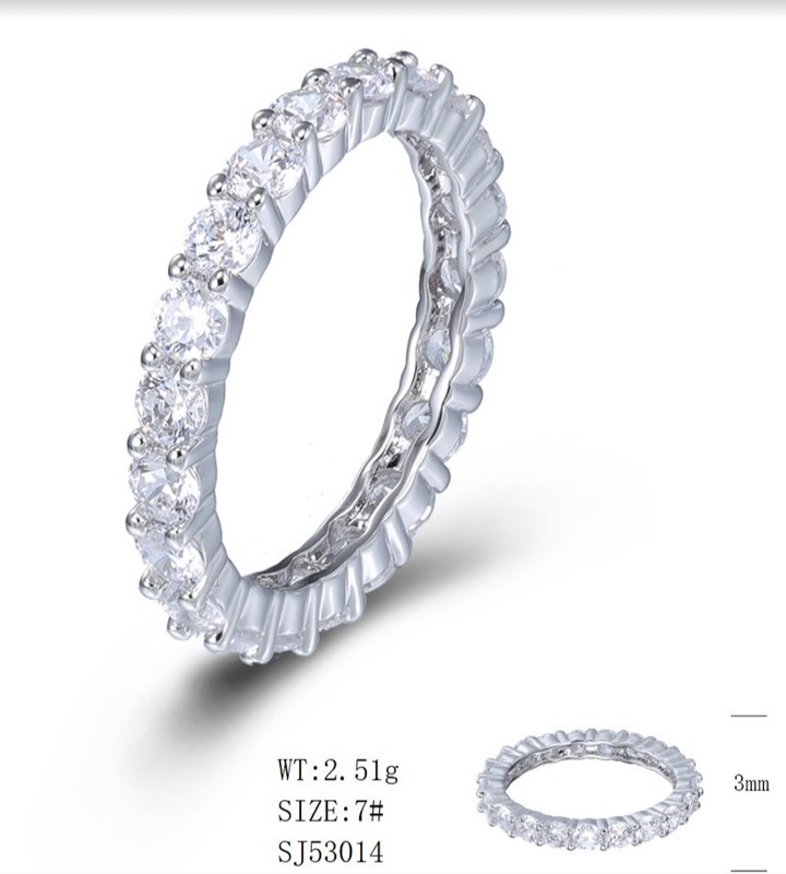 SJ53014莫桑, Ladies' Moissanite Ring, S925, Rhodium Plated, White, 2.25g