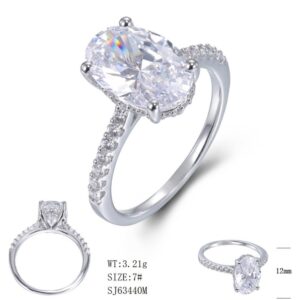 SJ63440莫桑, Ladies' Moissanite Ring, S925, Rhodium Plated, White, 2.79g