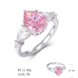 SJ44926莫桑, Ladies' Moissanite Ring, S925, Rhodium Plated, White, 2.99g