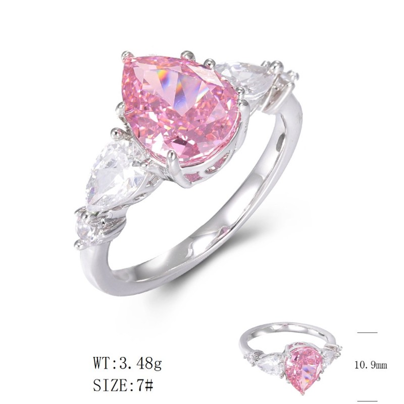 SJ44926莫桑, Ladies' Moissanite Ring, S925, Rhodium Plated, White, 2.99g